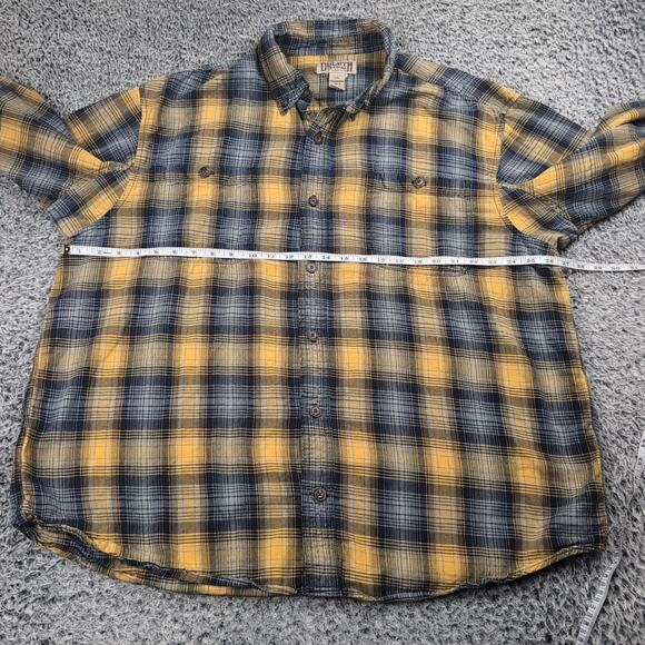 Duluth Trading Shirt Men 2XL XXL Blue Yellow Plaid Chore Long Sleeve Outdoor - Picture 3 of 6